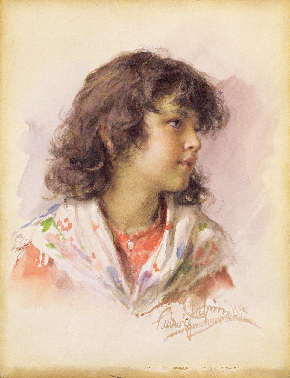 Cabeza de una niña, 1886 de Ludwig Passini