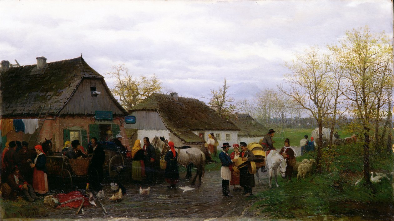 En un pequeño pueblo, c.1880 de Ludwik Kurella