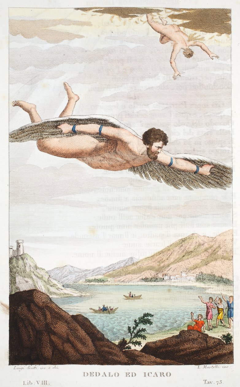 Dédalo e Ícaro, Libro VIII, ilustración de 
