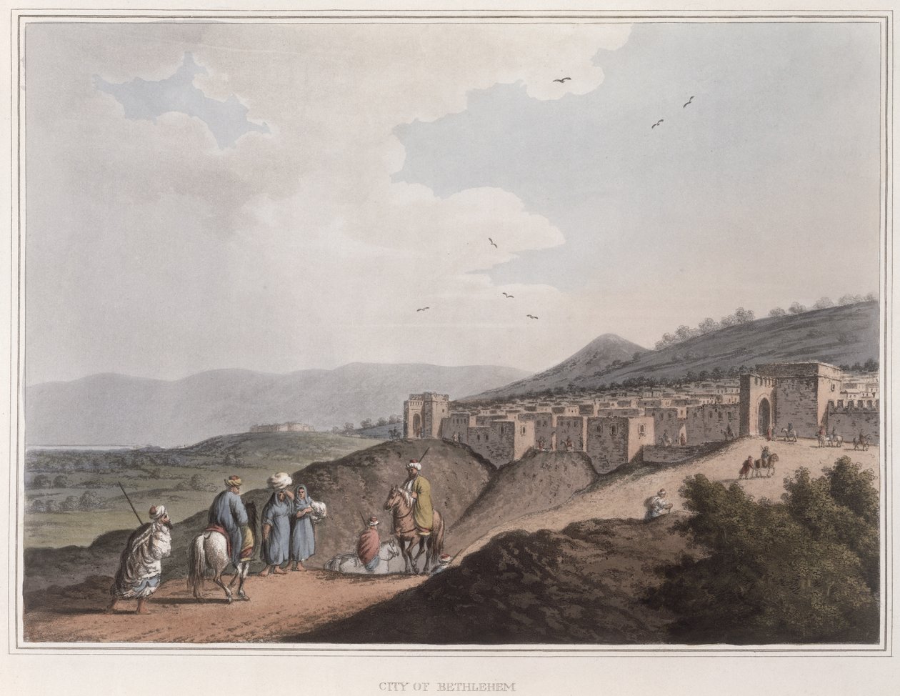 Belén en Palestina, vista de la parte principal de la ciudad con las montañas de Arabia Petraea, de 