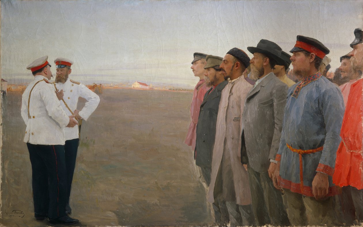 El reclutamiento, 1904 de Lukjan Vasilievich Popov