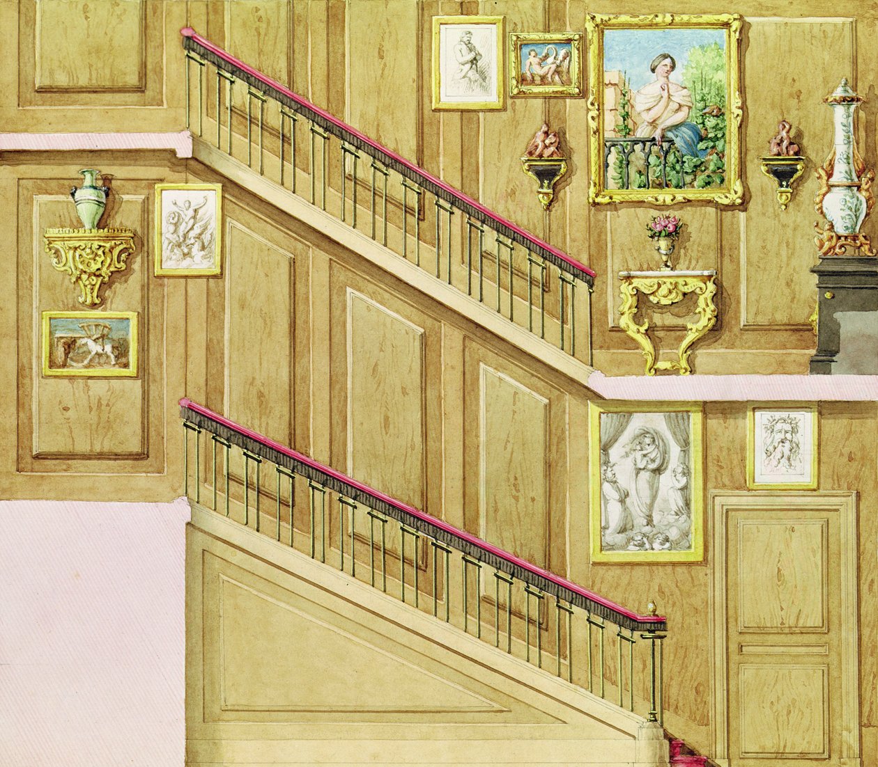 Diseño para una escalera en la rue Fortunee, comprada por Honoré de Balzac en 1847 de M. Santi