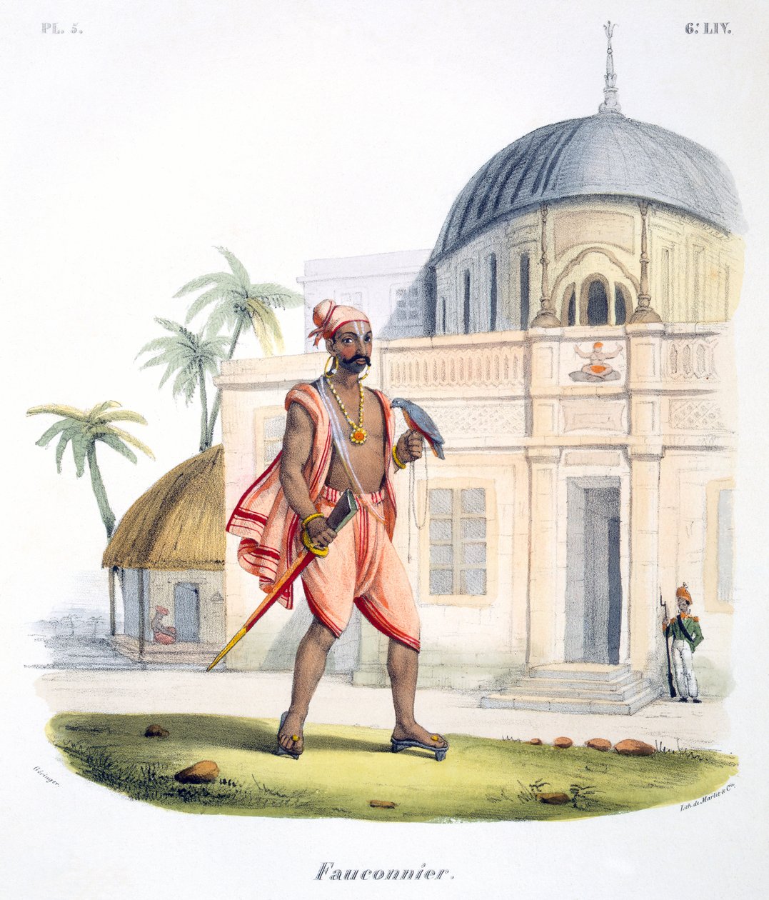 Un halconero con su ave, 1827-35 de M.E. Burnouf