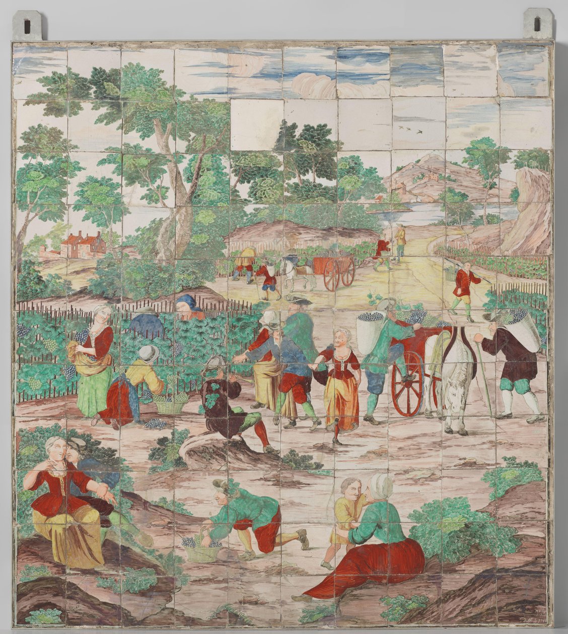 Panel de azulejos con la vendimia de M. van Kuyk