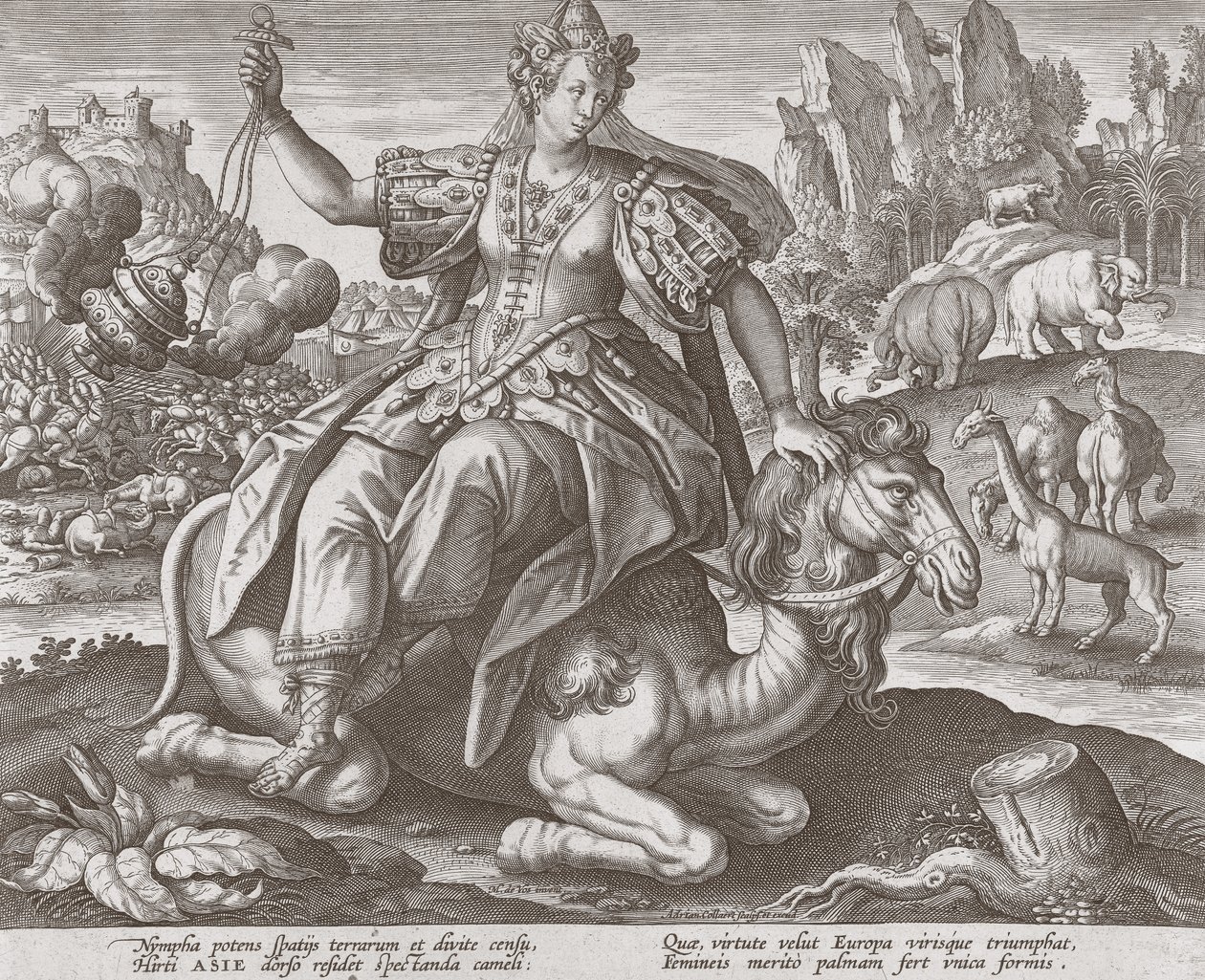 Asia de Los Cuatro Continentes, pub. c. 1588-89 de Maarten de after Vos