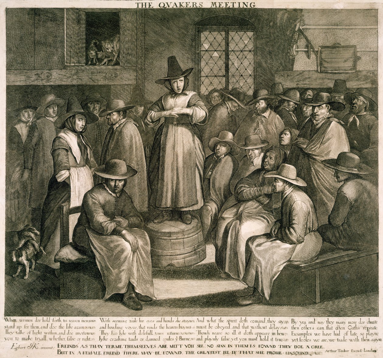 La reunión de los cuáqueros de Maarten van (after) Heemskerck