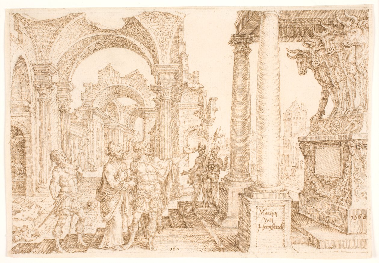 Jehu adora al becerro de oro de Maarten van Heemskerck