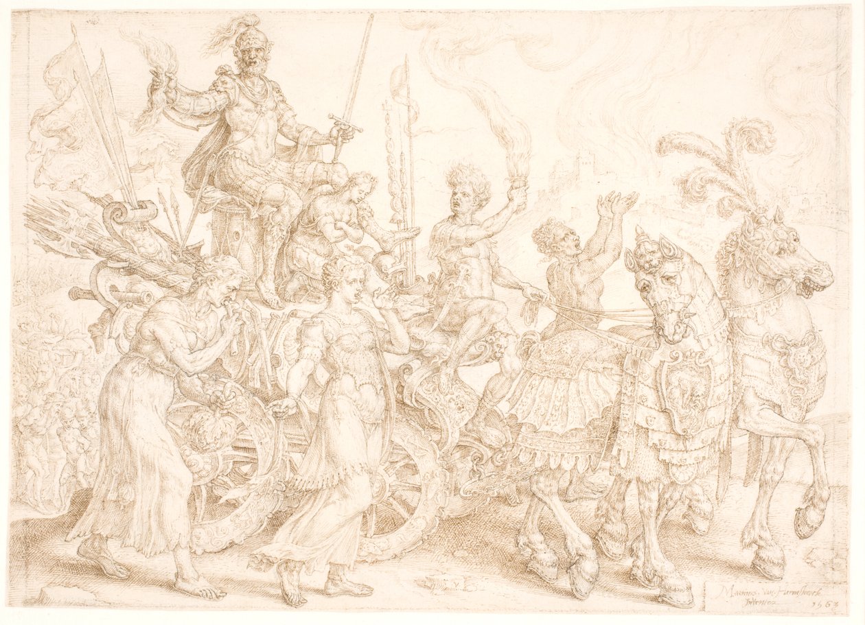Carro triunfal. Bellum (Guerra) de Maarten van Heemskerck