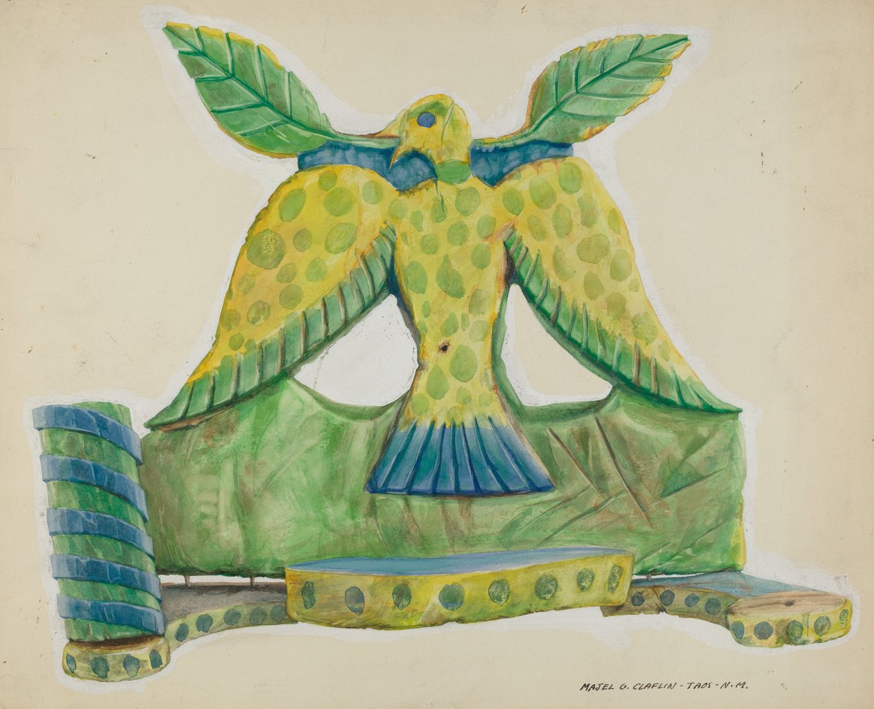 Candelabro de madera pintada, c. 1939 de Majel G. Claflin
