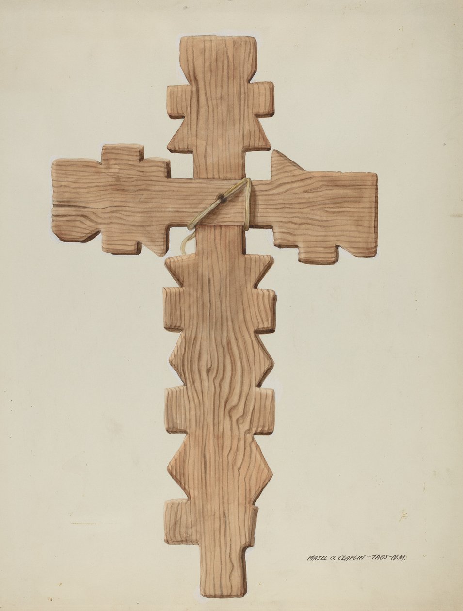 Cruz Penitente, Madera tallada, c. 1937 de Majel G. Claflin