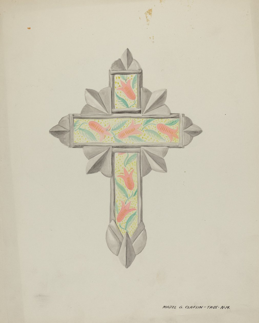 Cruz de estaño y papel pintado, c. 1937 de Majel G. Claflin