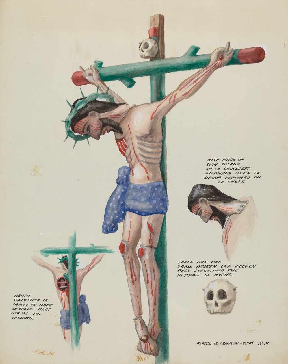 Cristo pintado en madera, c. 1937 de Majel G. Claflin