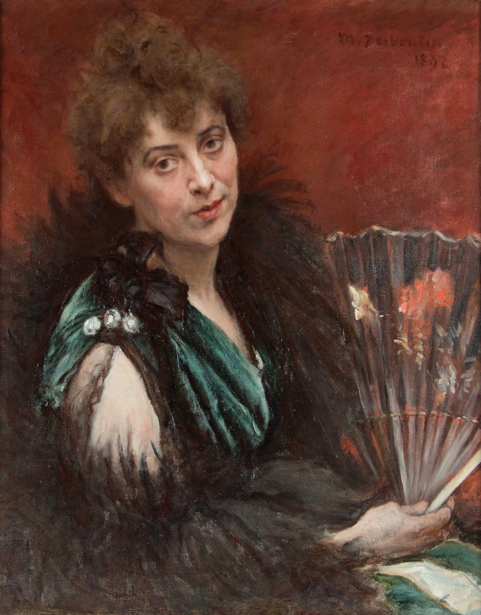 Mujer con abanico, 1892 de Marcellin Gilbert Desboutin