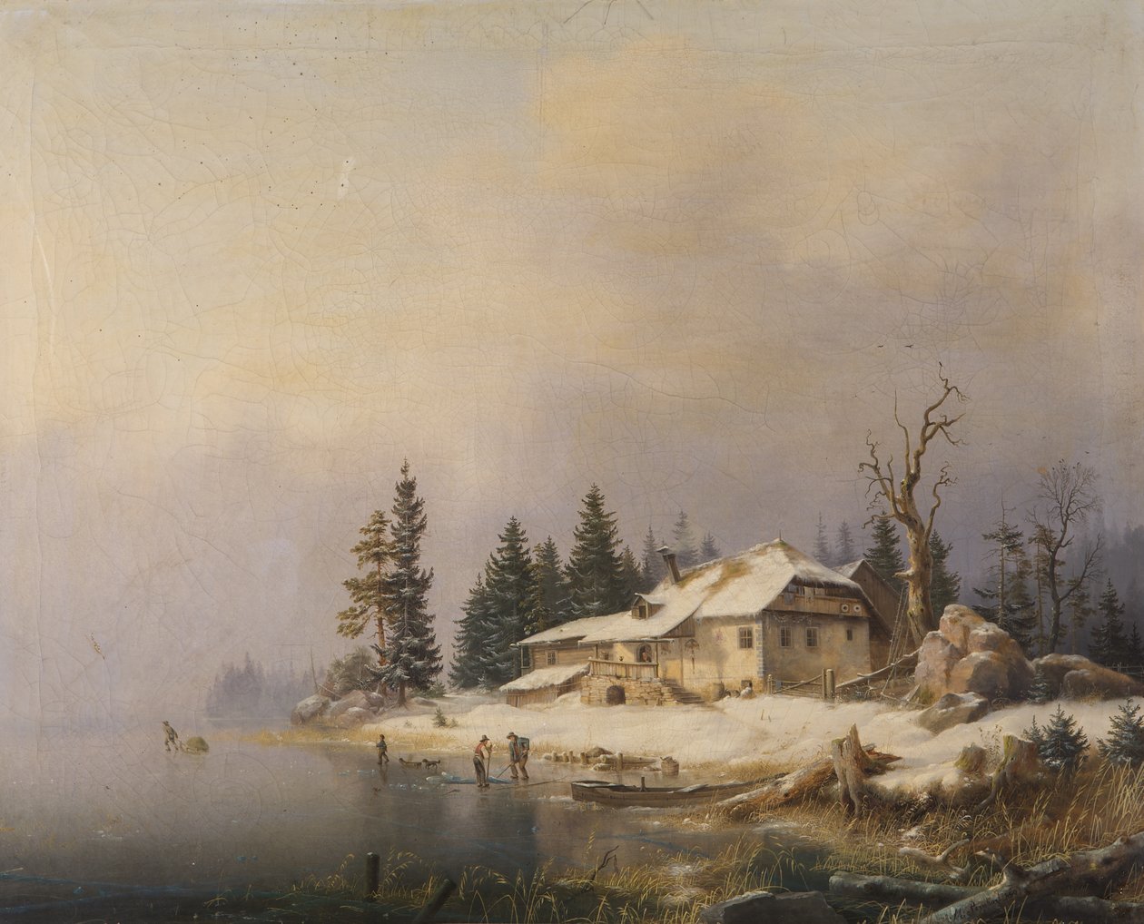 Granja junto al lago invernal de Marcus Pernhardt