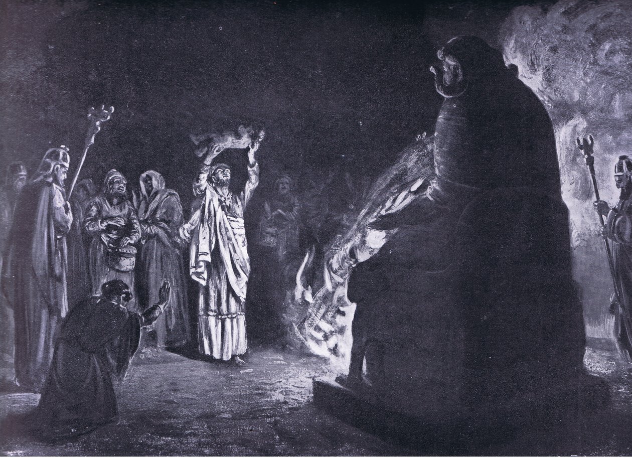 Sacrificio fenicio a Moloc (litografía) de Margaret Dovaston