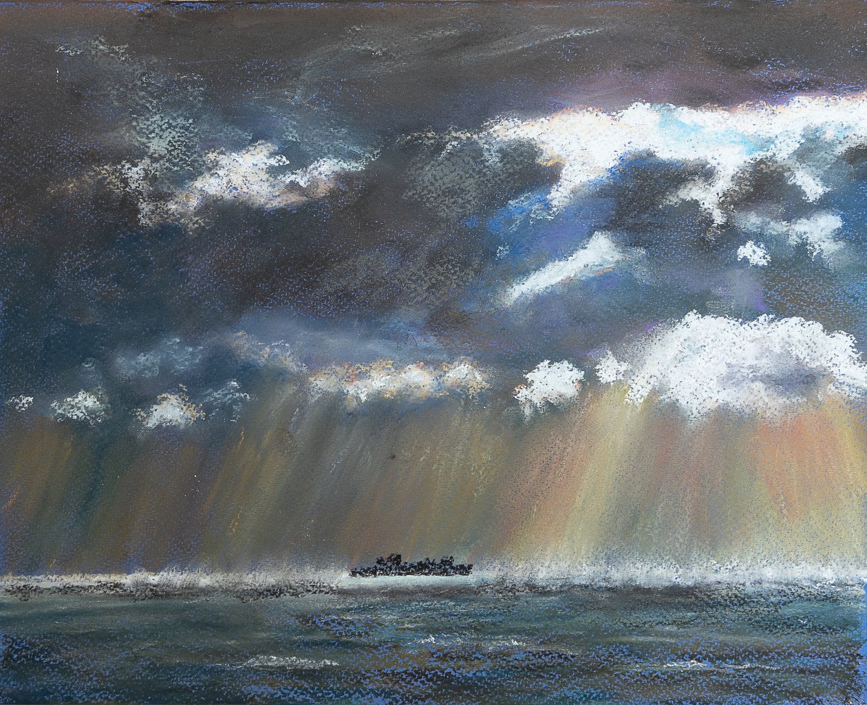 Tormenta cerca de un barco solitario. de Margo Starkey