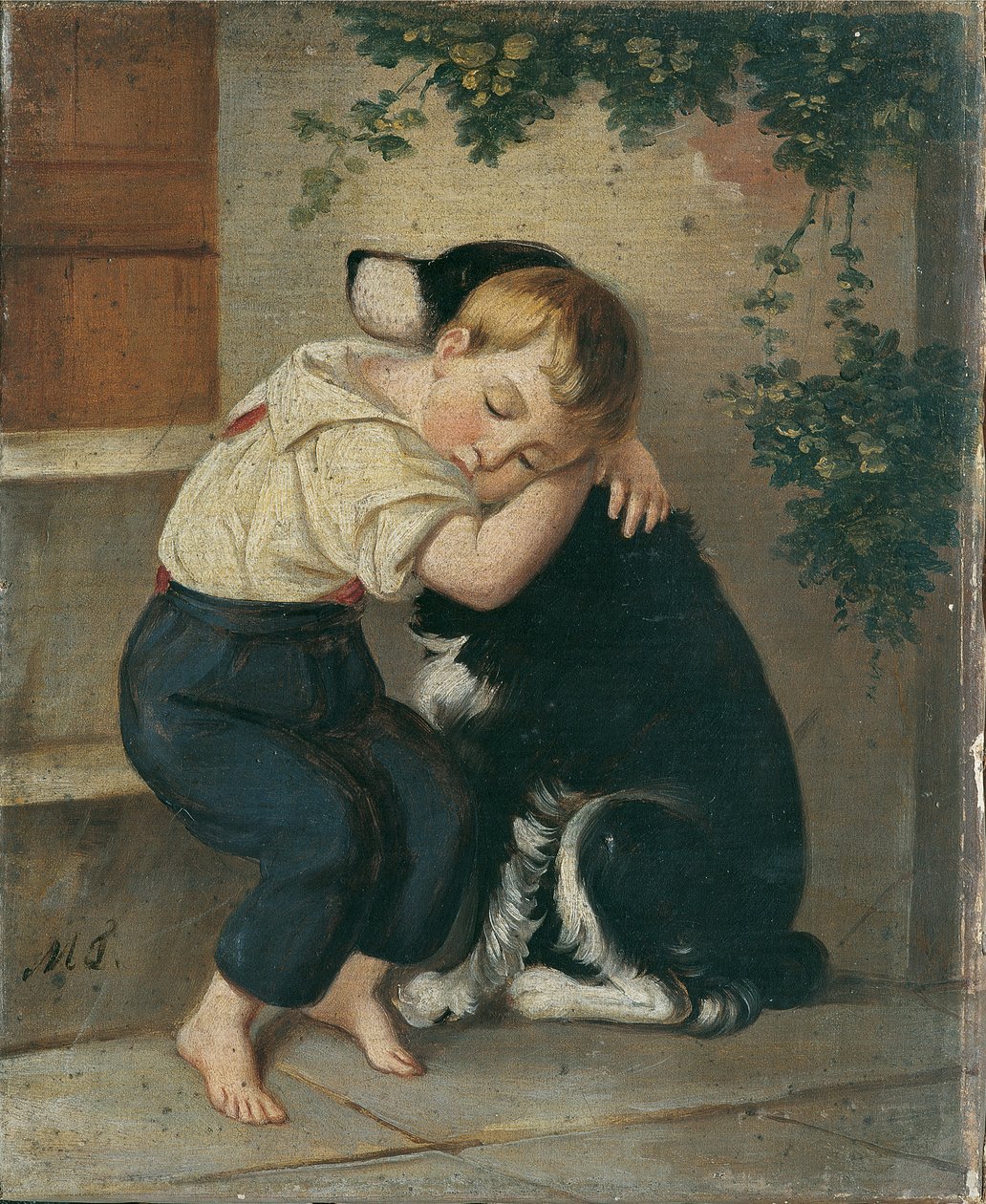 Niño con perro de Maria Theresia