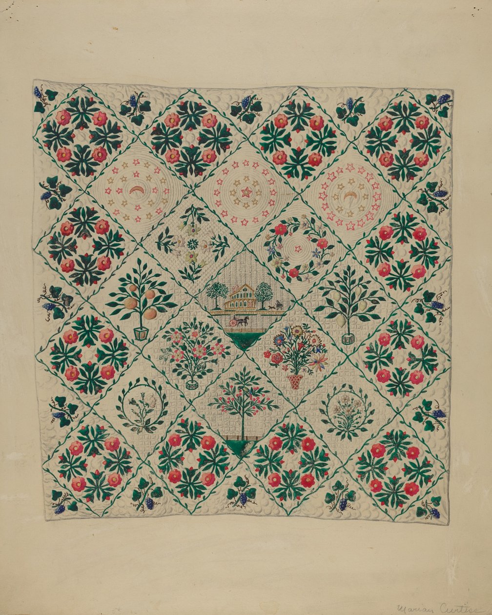 Colcha de Apliqué Bordada de Marian Curtis Foster