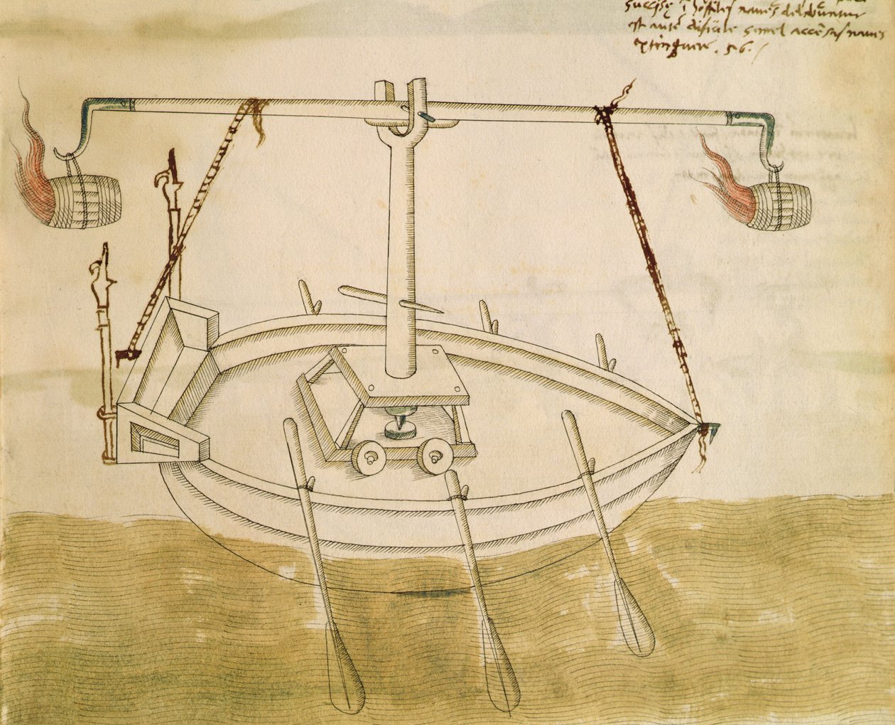 Diseño para usar el calor para mejorar la navegación, ilustración de De Machinis de Mariano di Jacopo 1382 c.1453 after Mariano di Jacopo 1382 c.1453 after