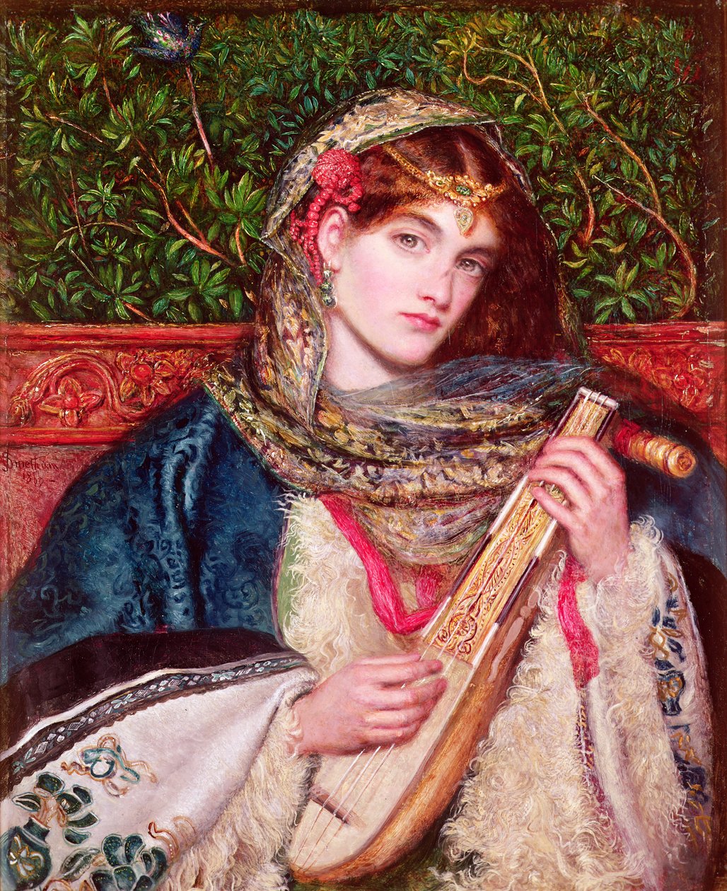 Niña tocando música de Marie Spartali Stillman