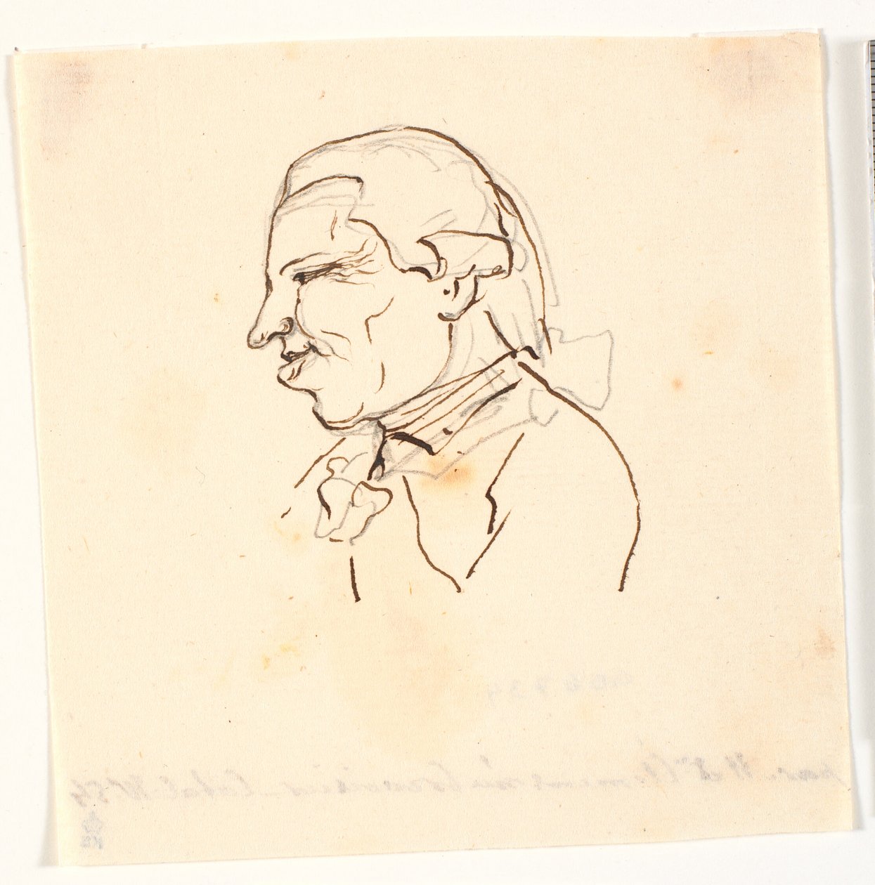 Retrato de caballero. Perfil a la izquierda. Caricatura de Marie Jeanne Clemens