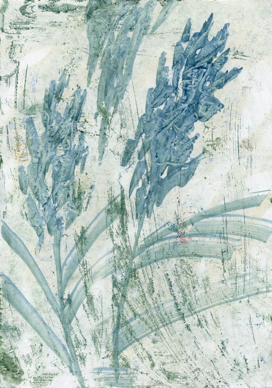 Flores celestes, 2022 (óleo sobre papel) de Marina Falco