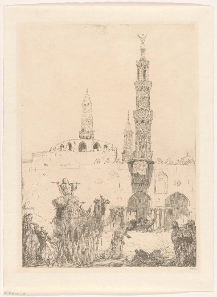 Mezquita de Al-Azhar en El Cairo de Marius Bauer (signed by artist)