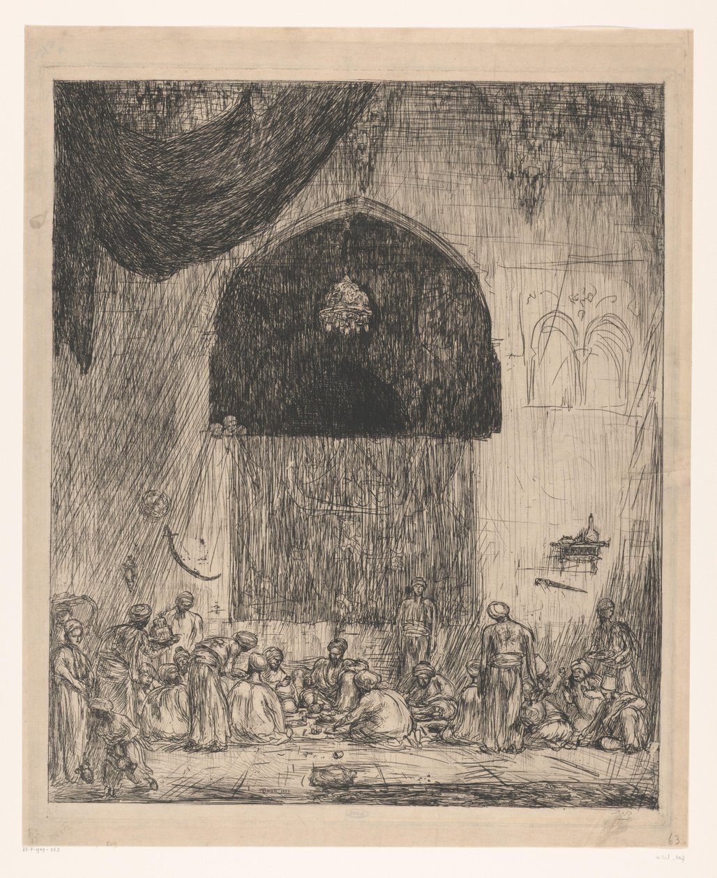 Comer, hombres orientales de Marius Bauer (signed by artist)