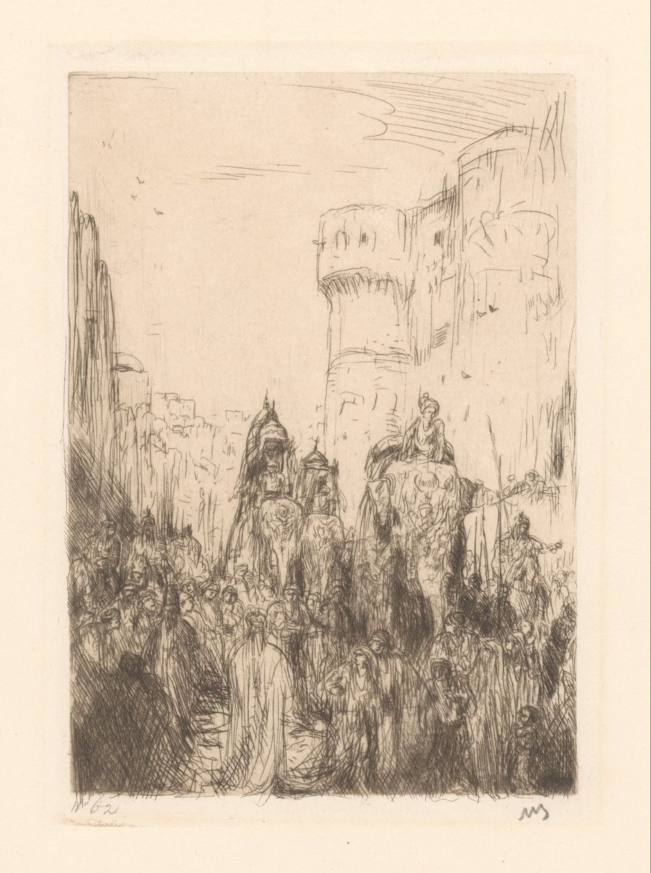Procesión con elefantes de Marius Bauer (signed by artist)
