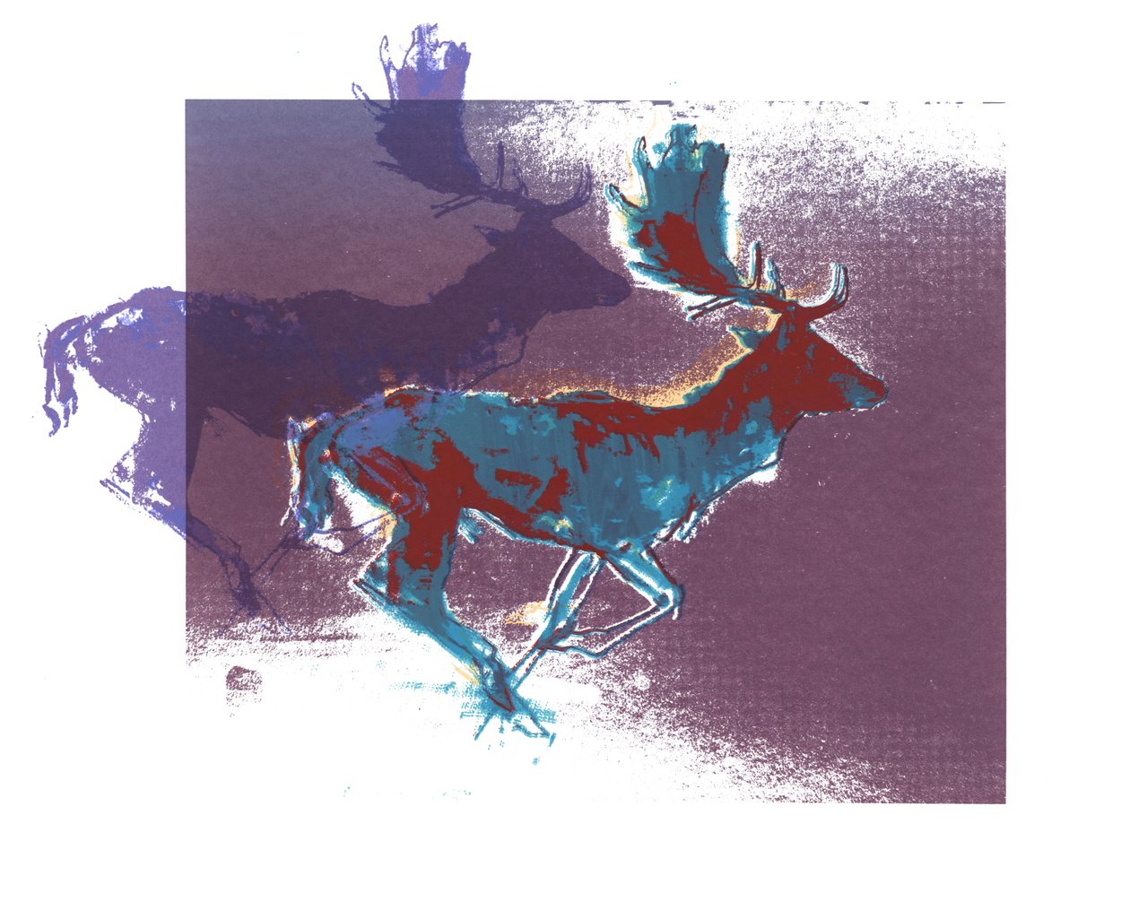 Ciervos en reposo (azulrojo, púrpura), 2015 de Mark Adlington