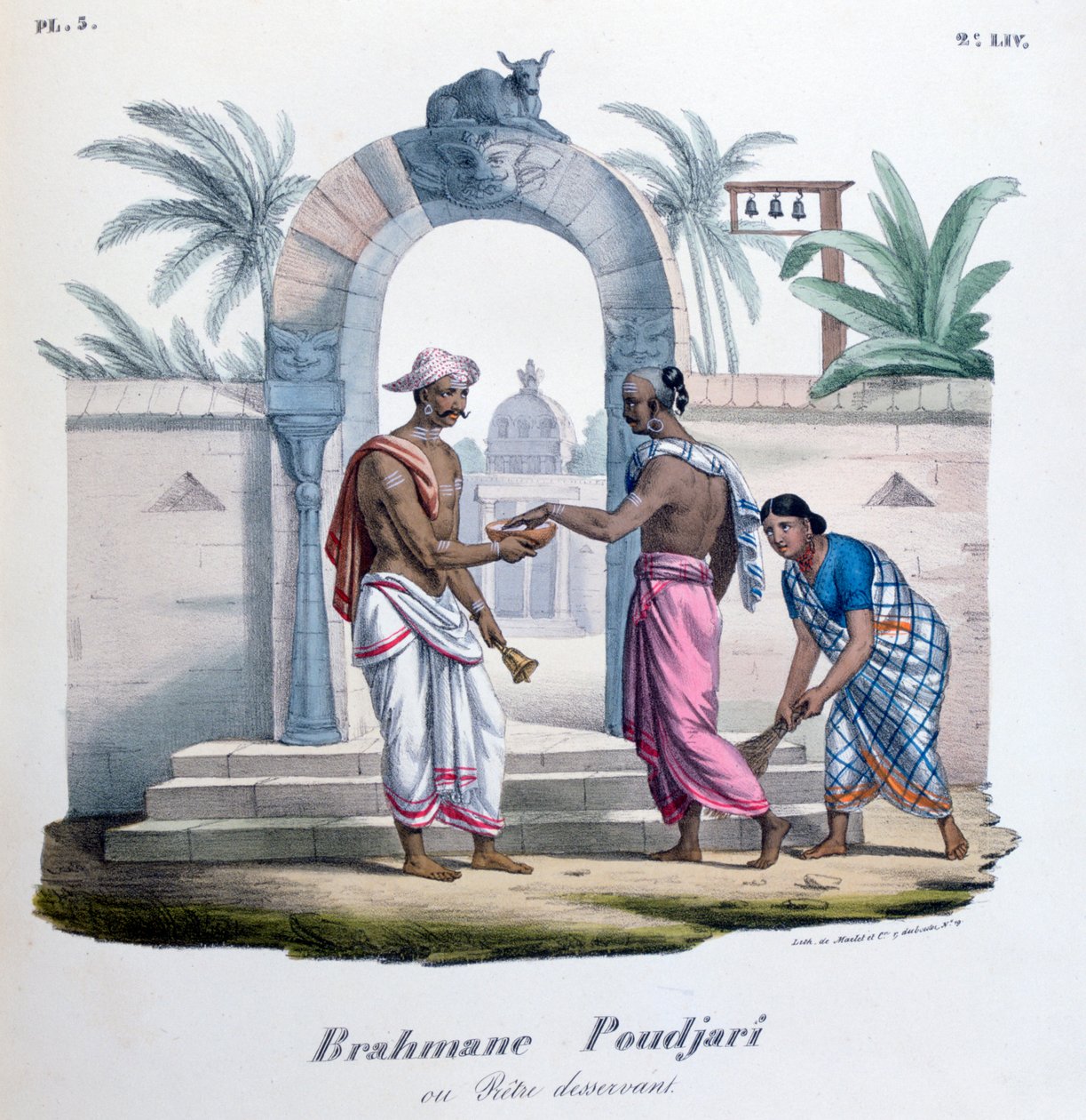 Fuera de un templo, India, 1828 de Marlet et Cie