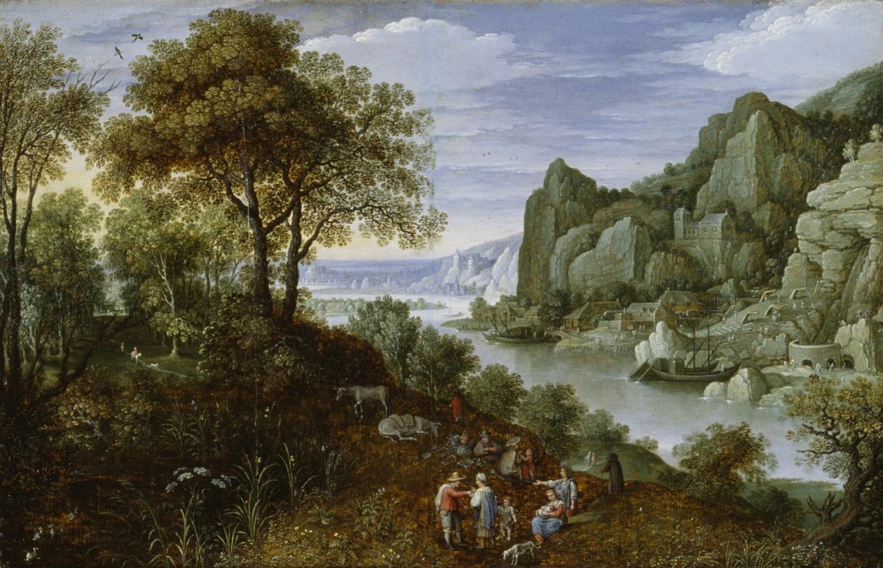 Paisaje fluvial con minería, 1620-29 de Marten Ryckaert
