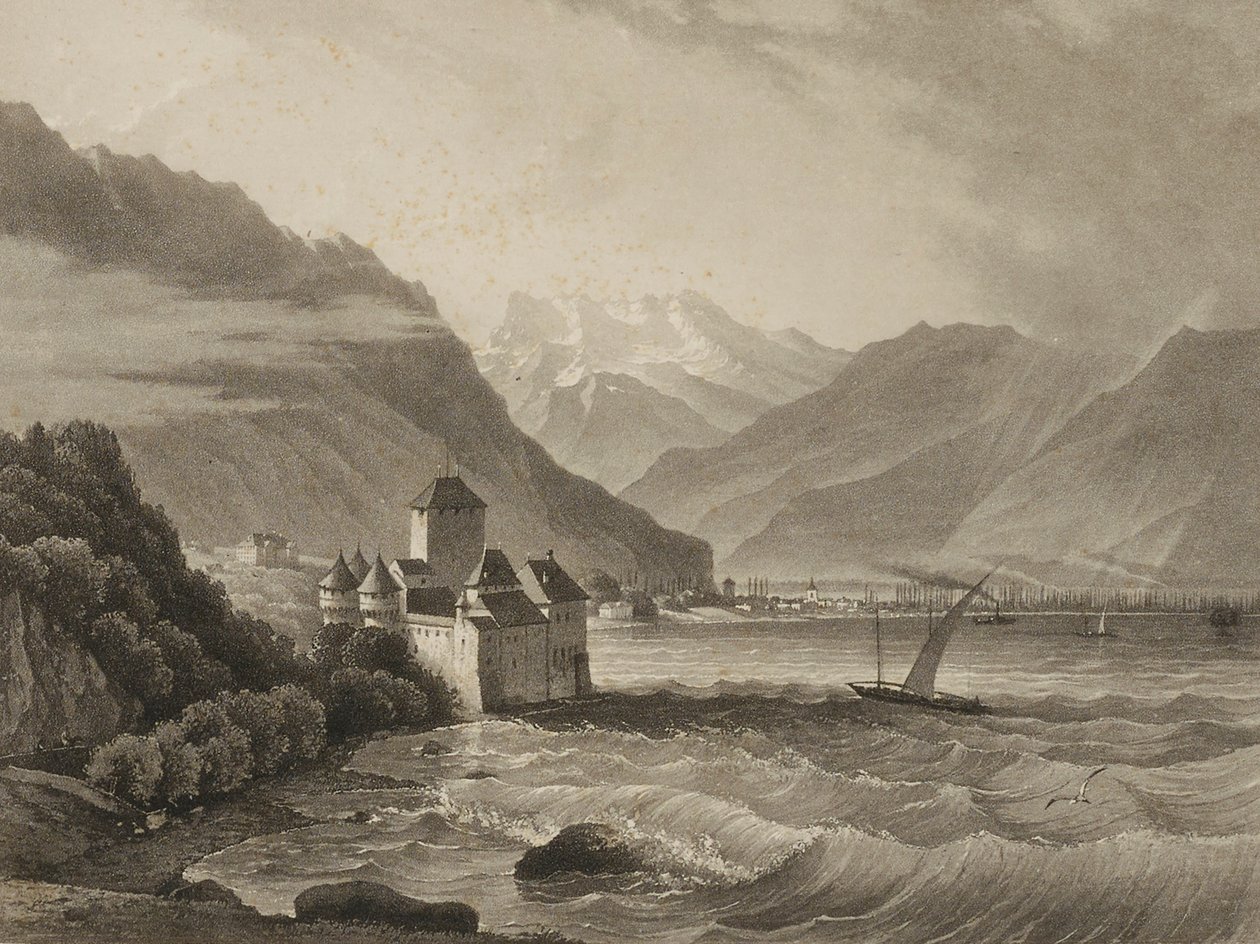 Chateau de Chillon; vista desde Vevey de Martens