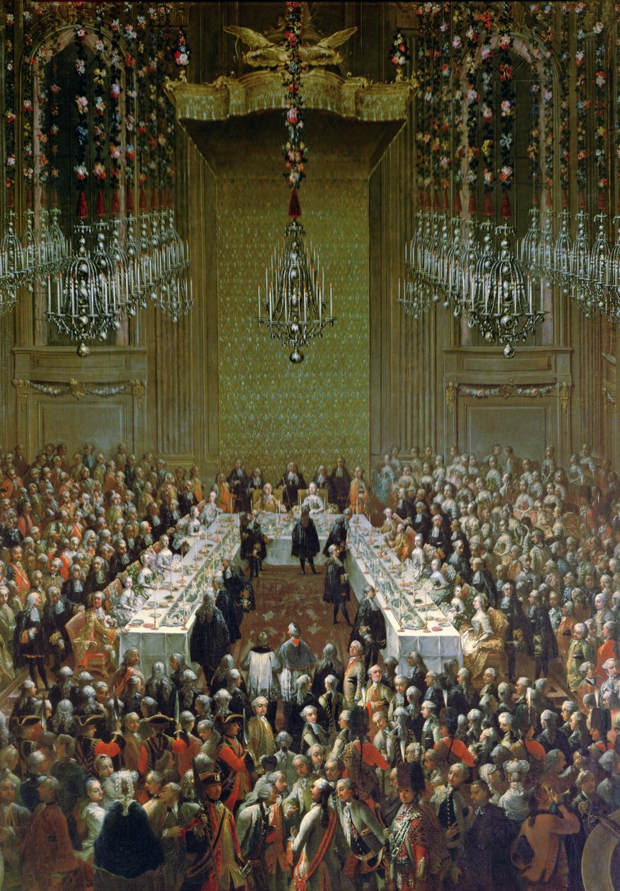 Banquete en el Redoutensaal, Viena, 1760 (detalle) de Martin II Mytens or Meytens