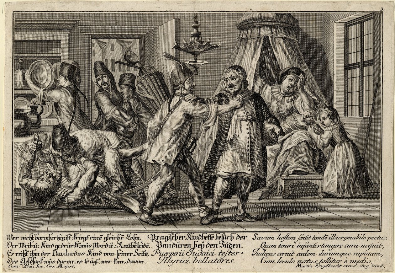 Los panduros visitando a los judíos, ca 1756 de Martin Engelbrecht