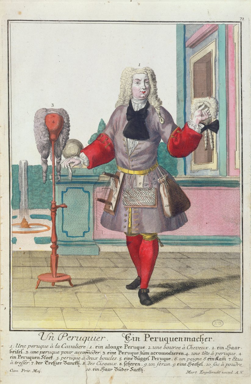 El peluquero, publicado en Augsburgo, c.1735 de Martin Engelbrecht