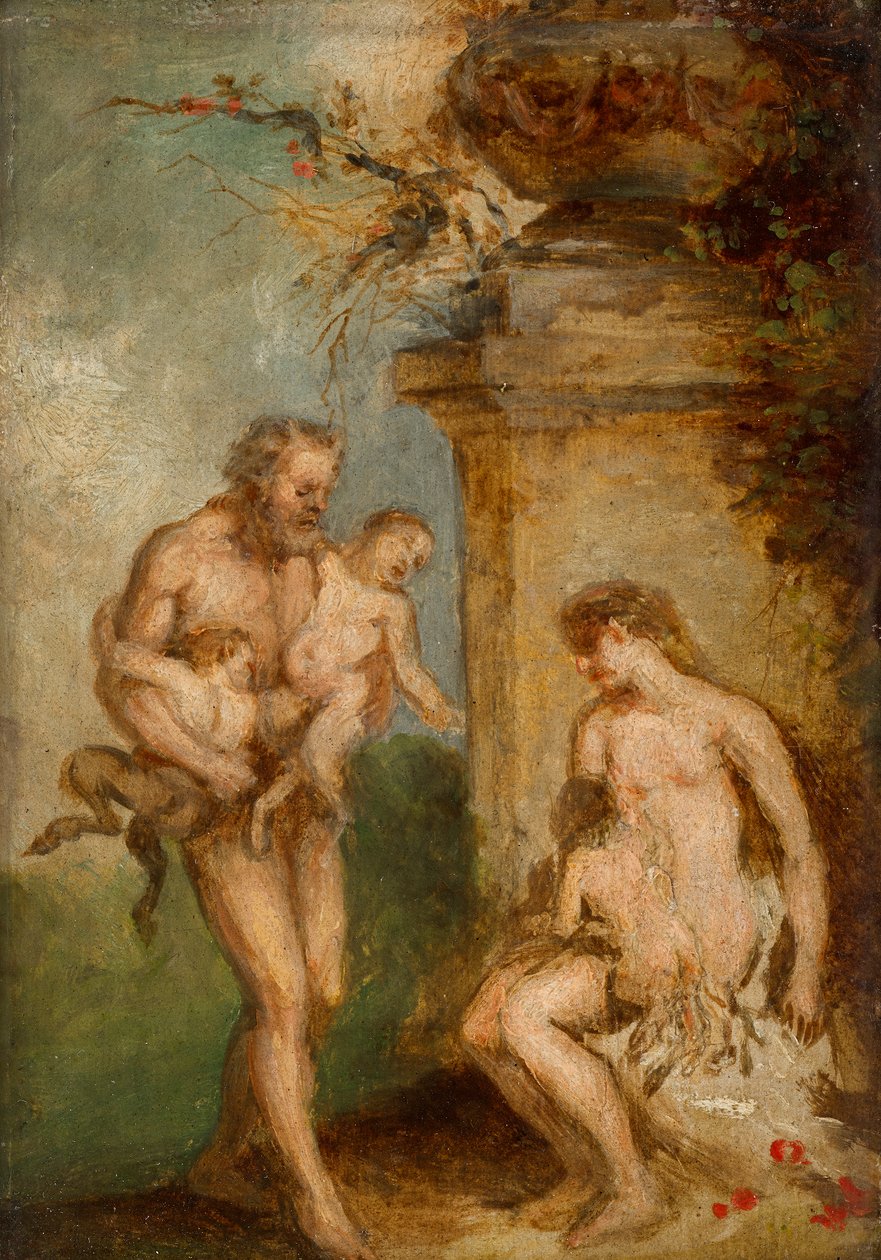 La educación de los niños sátiros de Martin Johann Schmidt