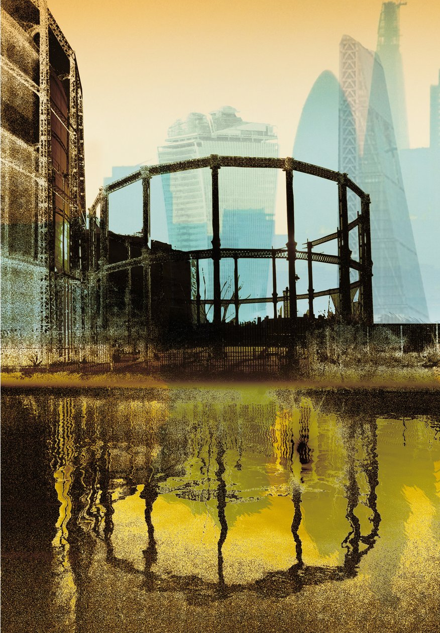 Torre de gas de Broadway, 2013 (serigrafía) de Martin Mossop