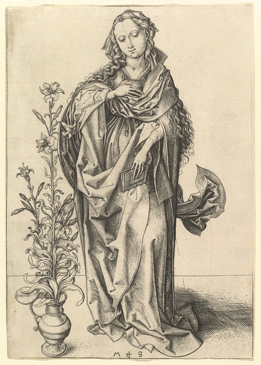 La Anunciación: La Virgen, ca. 1435-1491 de Martin Schongauer