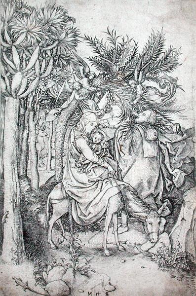 La huida a Egipto, c.1470-80 de Martin Schongauer