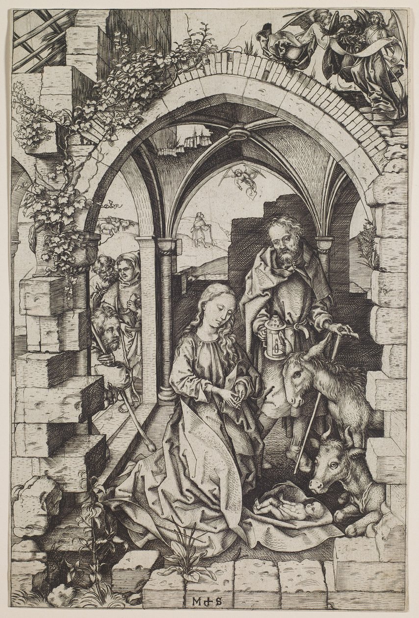 La Natividad, c.1471-73 (grabado) de Martin Schongauer