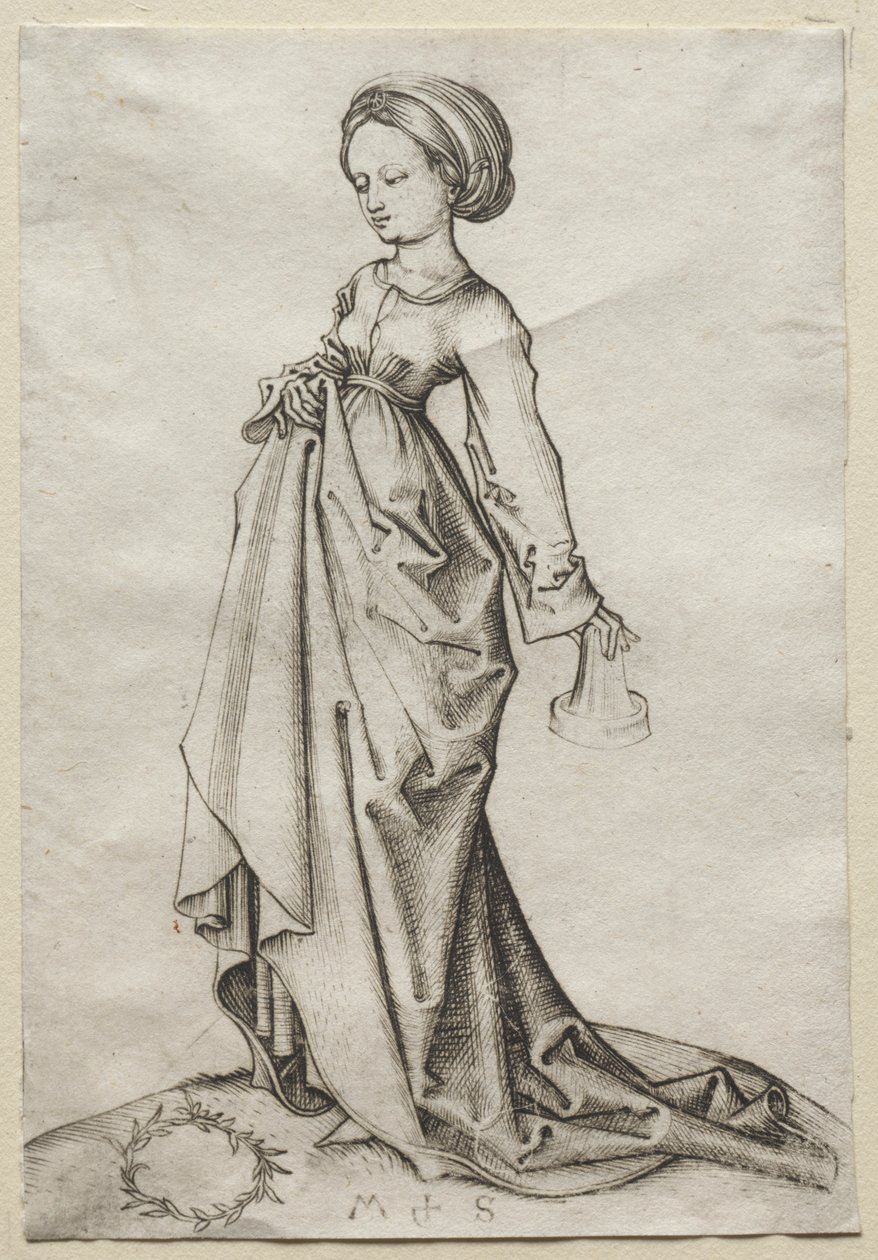 La segunda de las vírgenes necias de Martin Schongauer