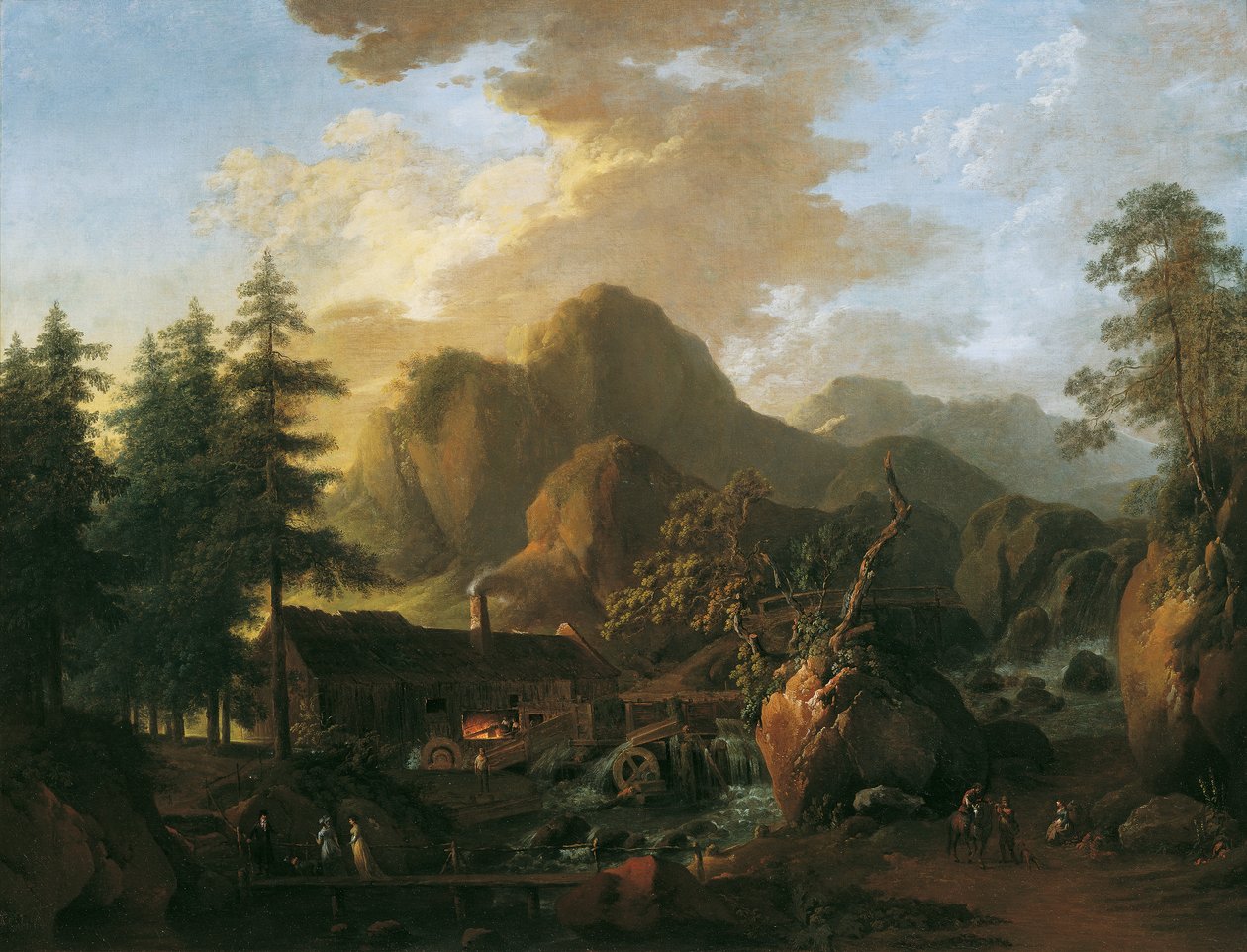 Paisaje con un molino de martillos de Martin von Molitor