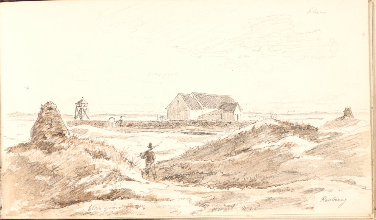 Paisaje de dunas cerca de la iglesia de Råbjerg de Martinus Rørbye