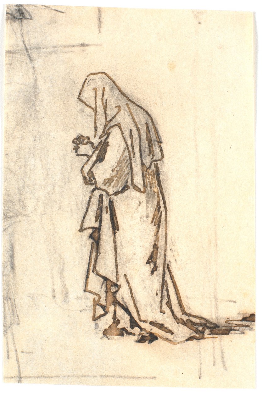 Mujer de pie con túnica y tocado de Martinus Rørbye