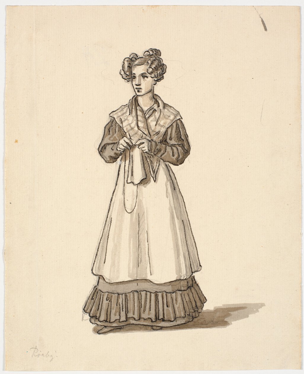 Joven de pie con tejido de Martinus Rørbye