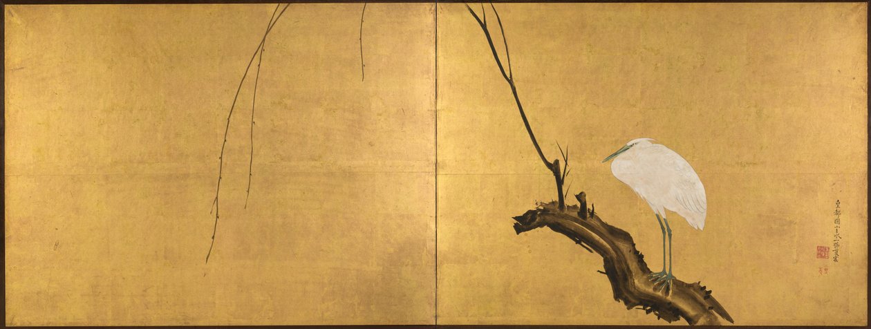 Garza en una rama de sauce, finales de 1700s de Maruyama Okyo