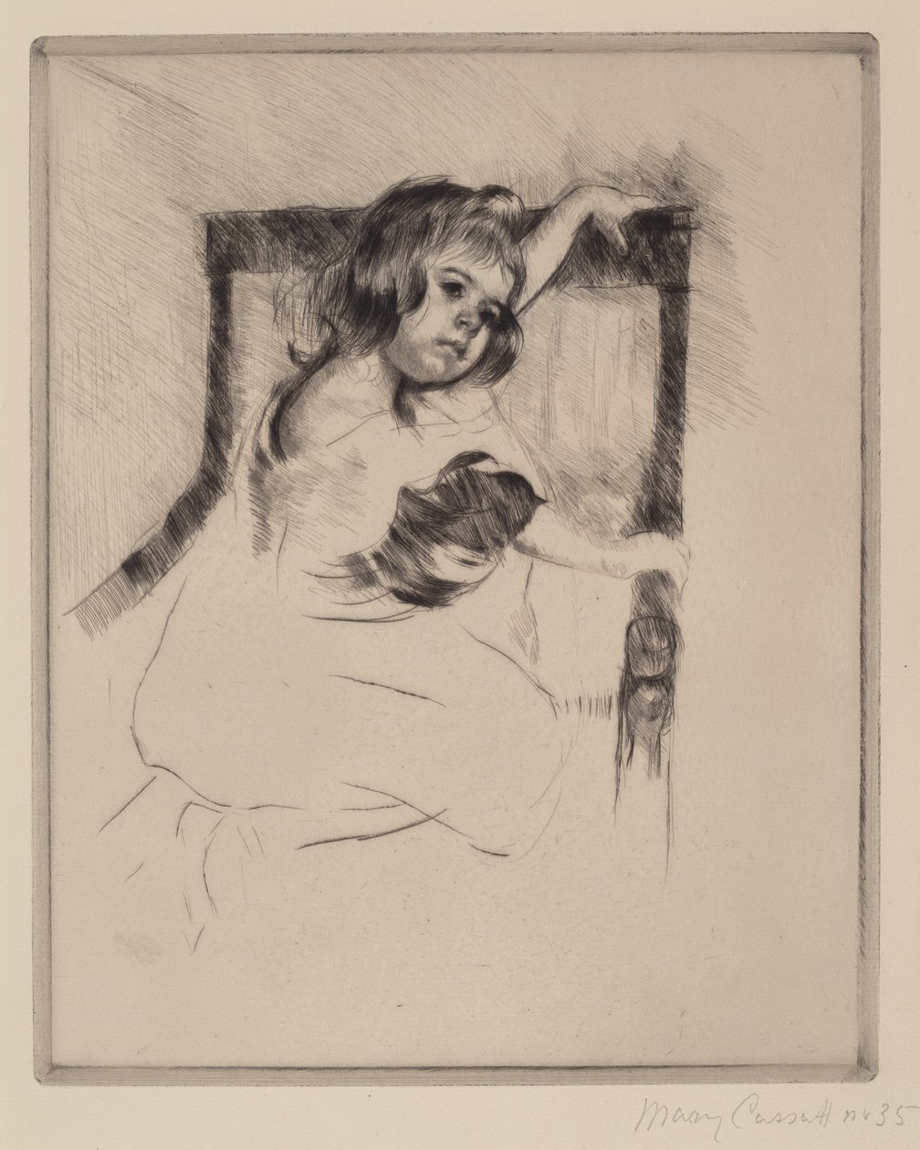 Arrodillado en un sillón, c. 1903 de Mary Cassatt