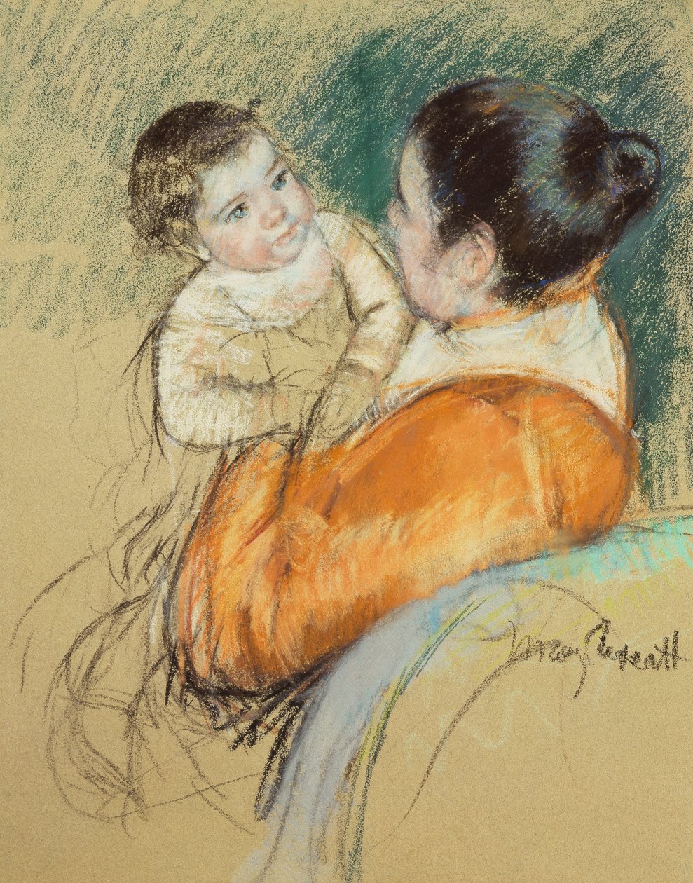 Madre Louise sosteniendo a su hijo de ojos azules de Mary Cassatt