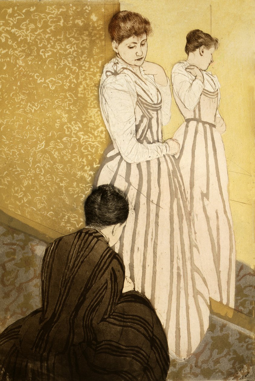 El ajuste, pub. 1891 de Mary Cassatt